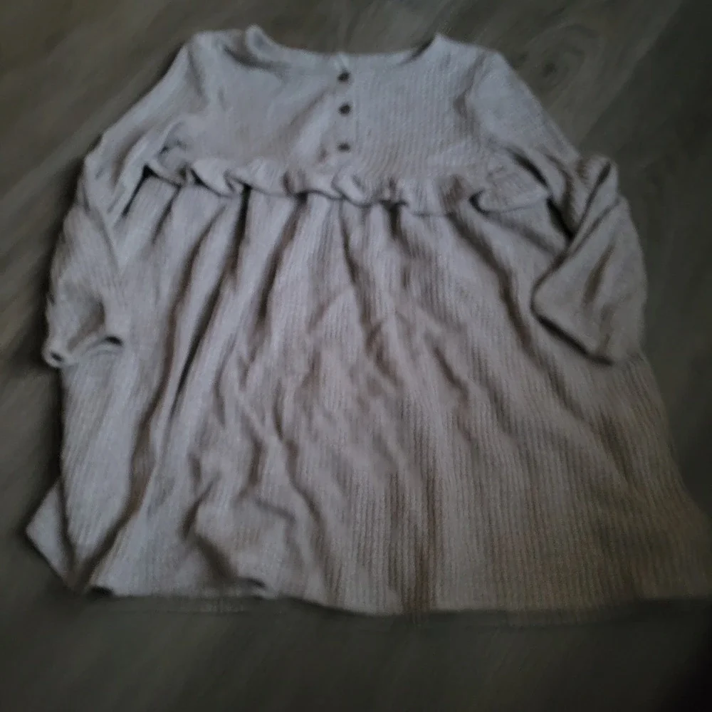 Old Navy Girls Dress 3T Taupe Waffle Knit Ruffle Empire Waist Casual Boho